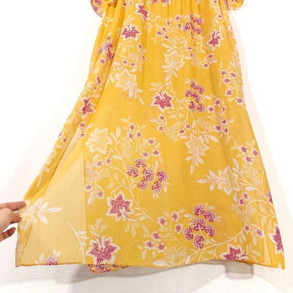 NEW Vince Camuto Floral Getaway Chiffon Duster Kimono Boho Yellow Plus Size 1X - Picture 11 of 14